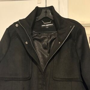 Karl Lagerfeld Men's Black Pea Coat